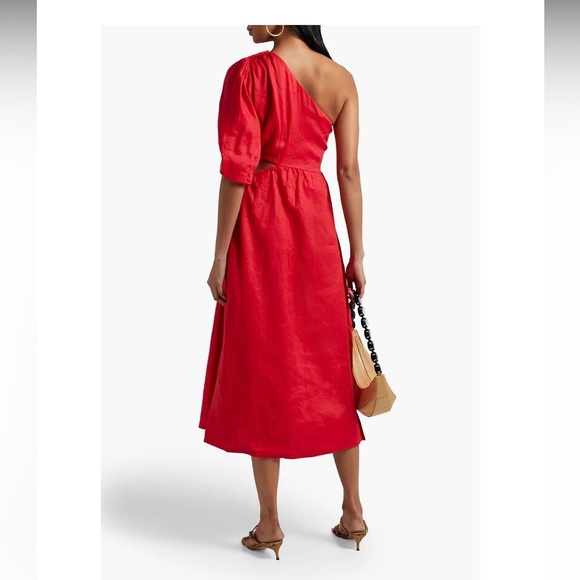 Nicolas Crissa one-shoulder cutout  linen midi dress - Picture 2 of 4